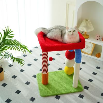 Fairela Rainbow Play 24.8-in Fleece Climbing Tower Cat Tree, Red