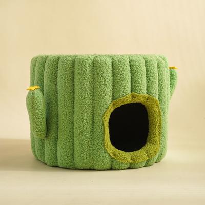 Show full view: Fairela Cactus 12.8-in Fleece Sisal Barrel Cat Condo, Green/Yellow slide 7 of 10