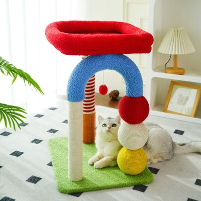 Show full view: Fairela Rainbow Play 24.8-in Fleece Climbing Tower Cat Tree, Red slide 5 of 11
