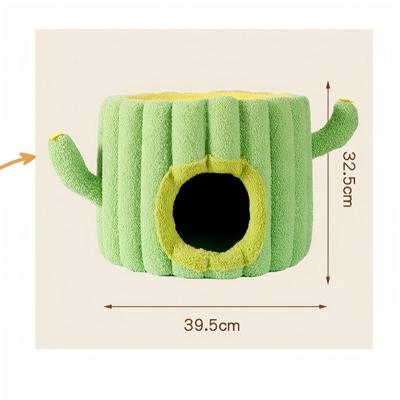 Show full view: Fairela Cactus 12.8-in Fleece Sisal Barrel Cat Condo, Green/Yellow slide 9 of 10
