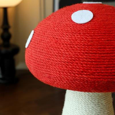 Show full view: Fairela Mushroom Spinning 20.9-in Hemp Cat Scratching Post, White/Red slide 9 of 9