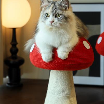 Show full view: Fairela Mushroom Spinning 20.9-in Hemp Cat Scratching Post, White/Red slide 7 of 9