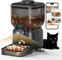 ONIZOOMI Smart Camera 2.4G Automatic Cat & Dog Feeder, Black, 25-Cup