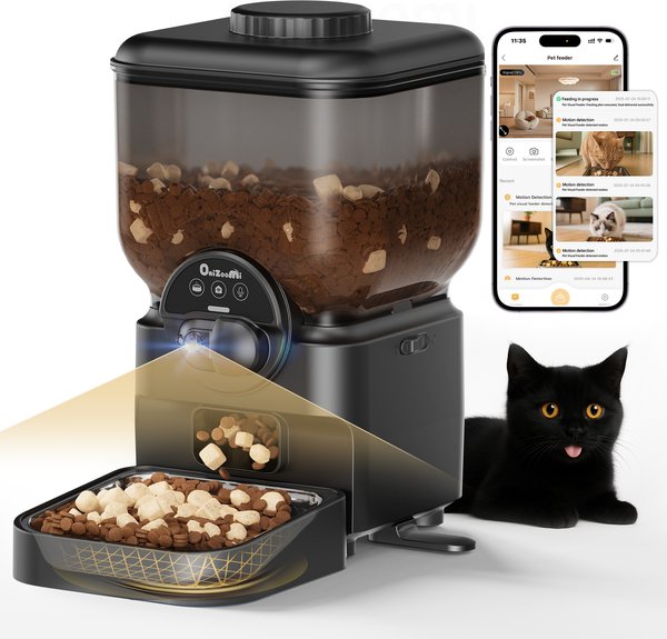 Show full view: ONIZOOMI Smart Camera 2.4G Automatic Cat & Dog Feeder, Black, 25-Cup slide 1 of 8