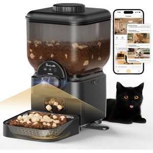 ONIZOOMI Smart Camera 2.4G Automatic Cat & Dog Feeder, Black, 25-Cup