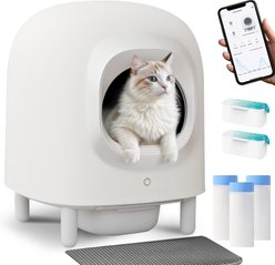 Aoruefar Smart Robot Cat Litter Box, White
