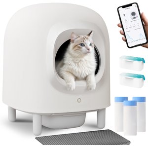 Aoruefar Smart Robot Cat Litter Box, White