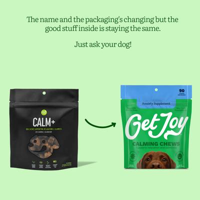 Show full view: Get Joy Calm+ Chicken Flavored Soft Chew Calming Stress & Anxiety Support Supplement for Dogs, 90 count slide 3 of 12