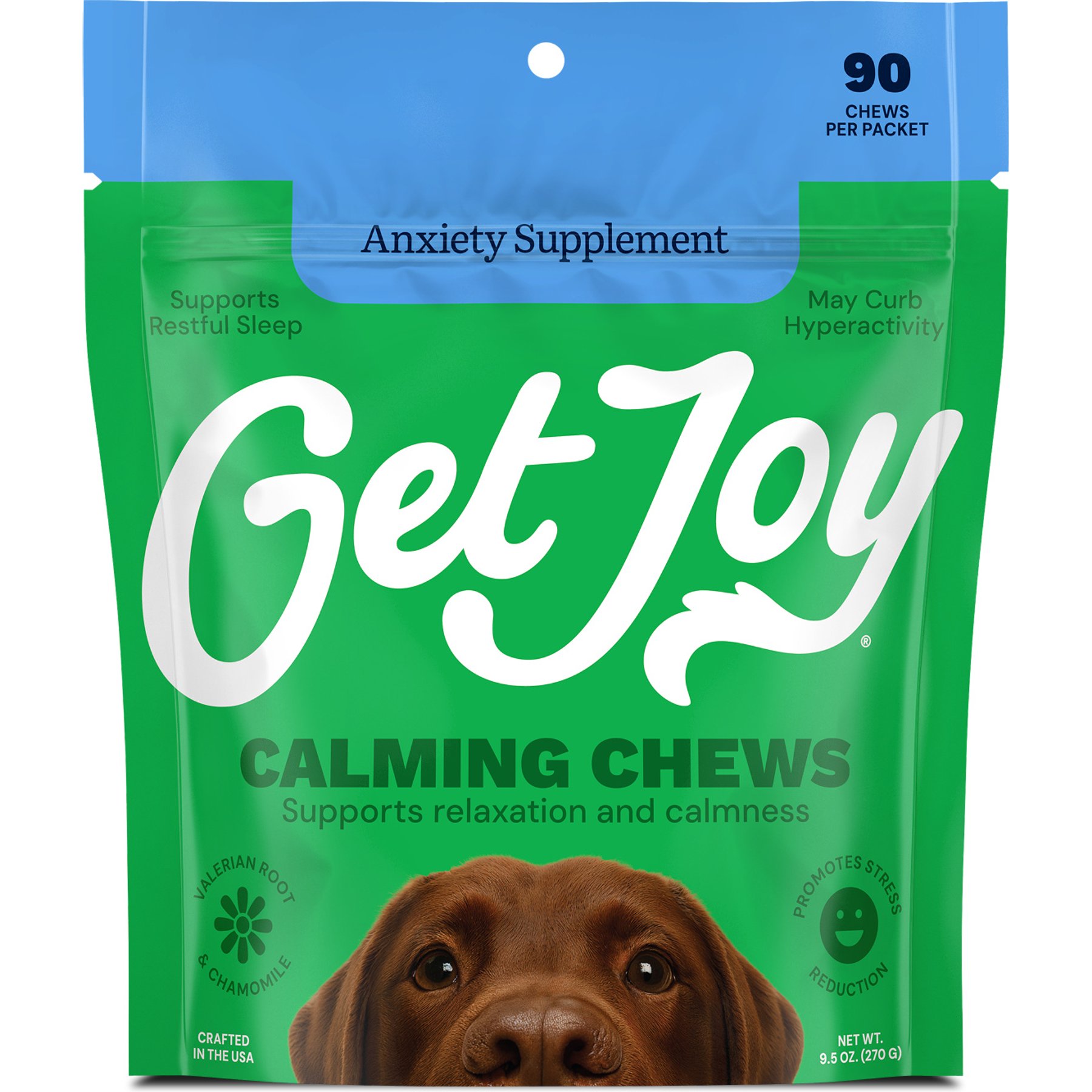 Get Joy Calming Chicken Flavored Soft Chew Calming Stress & Anxiety Support Supplement for Dogs, 90 count