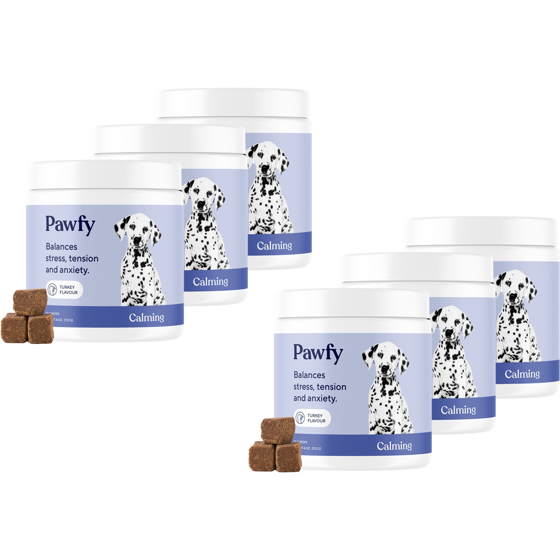 Pawfy Calming Turkey Flavor Chews Dog Supplement, 270 count bundle