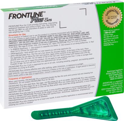 Show full view: Frontline Plus Flea & Tick Spot Treatment for Cats, over 1.5 lbs, 6 Doses (6-mos. supply) slide 8 of 12