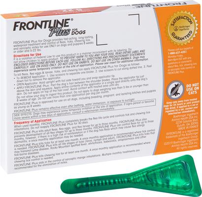 Show full view: Frontline Plus Flea & Tick Spot Treatment for Small Dogs, 5-22 lbs, 3 Doses (3-mos. supply) slide 9 of 13