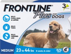 Frontline Plus Flea & Tick Spot Treatment for Medium Dogs, 23-44 lbs, 3 Doses (3-mos. supply)