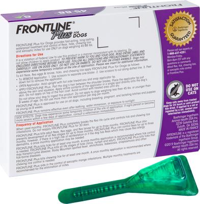 Show full view: Frontline Plus Flea & Tick Spot Treatment for Large Dogs, 45-88 lbs, 8 Doses (8-mos. supply) slide 9 of 13