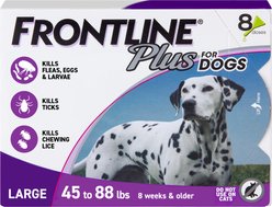 Frontline Plus Flea & Tick Spot Treatment for Large Dogs, 45-88 lbs, 8 Doses (8-mos. supply)