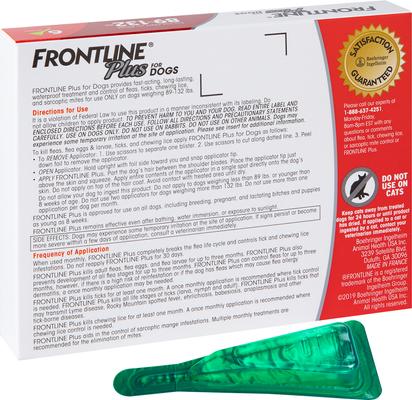 Show full view: Frontline Plus Flea & Tick Spot Treatment for Extra Large Dogs, 89-132 lbs, 6 Doses (6-mos. supply) slide 9 of 13