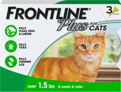 Frontline Plus Flea & Tick Spot Treatment for Cats, over 1.5 lbs, 3 Doses (3-mos. supply)