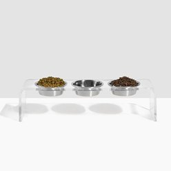 Hiddin Medium Triple Dog Bowl, Silver, 3.5-cup