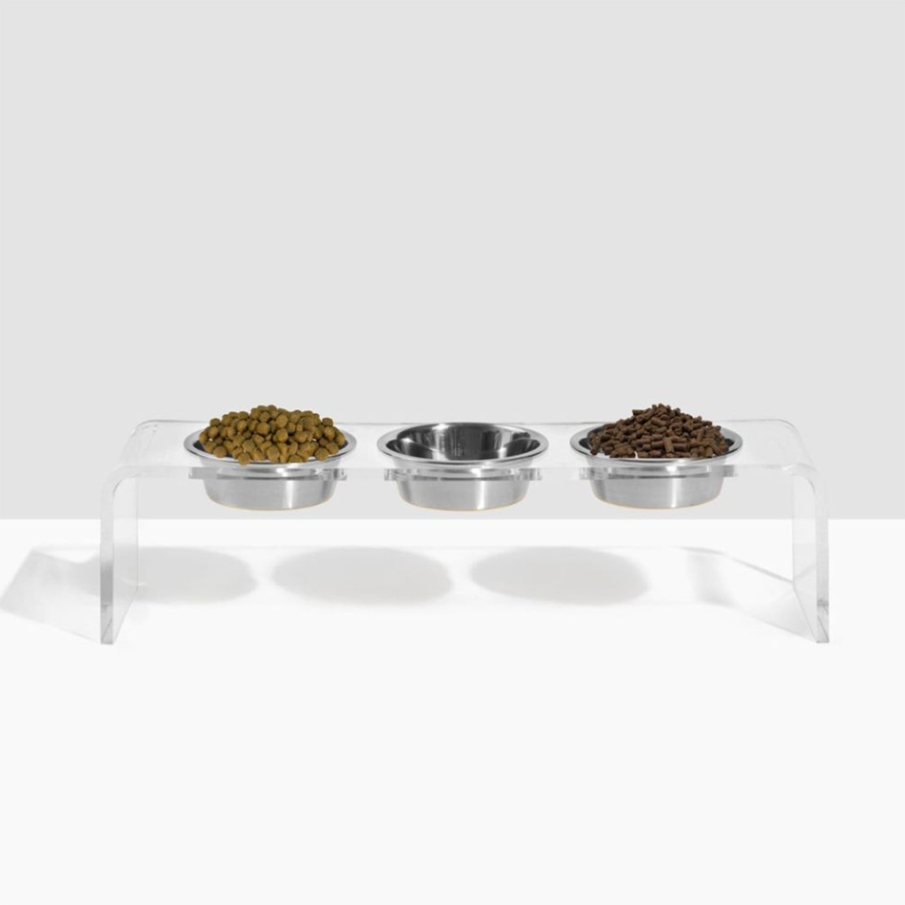 Hiddin Medium Triple Dog Bowl, Silver, 3.5-cup