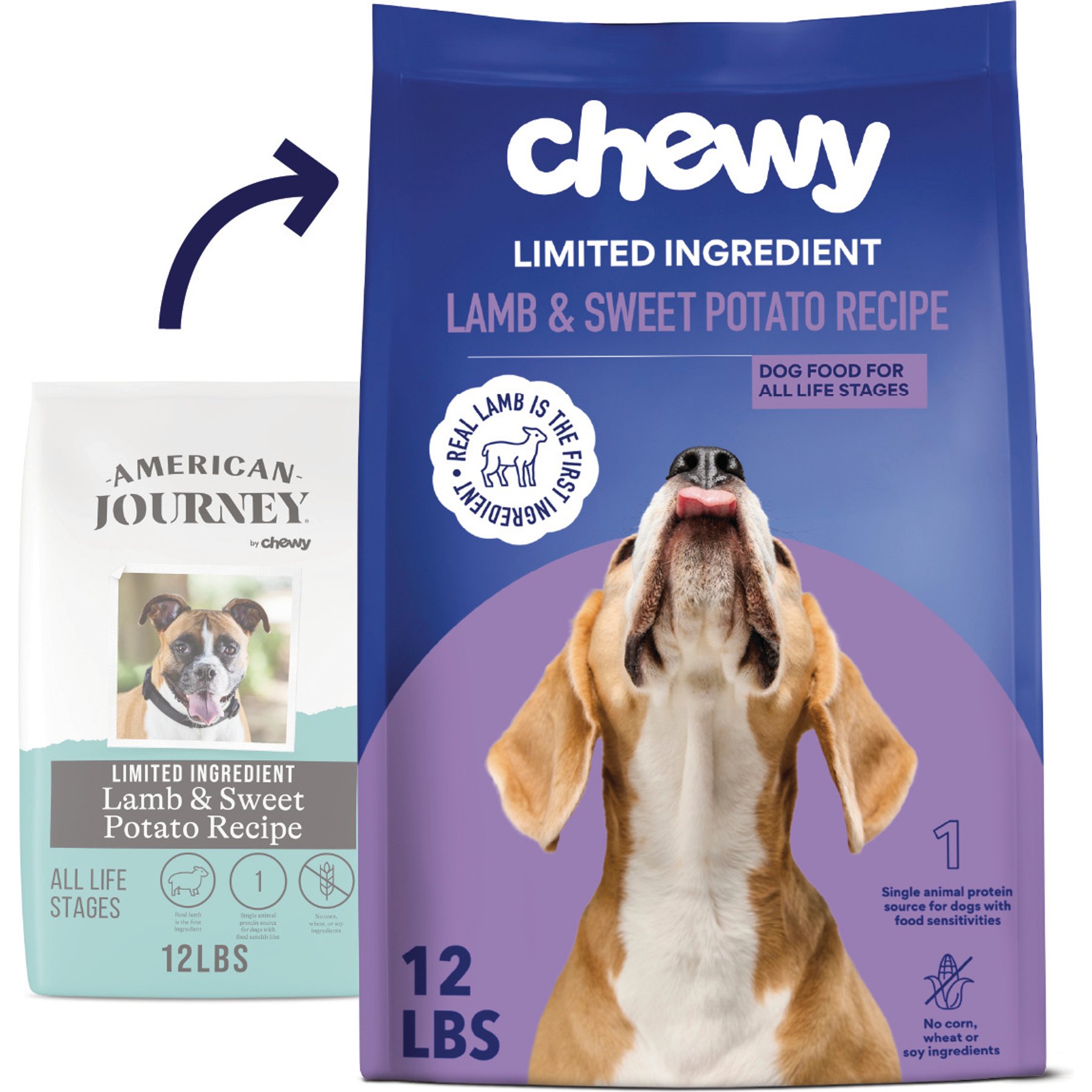 Chewy Limited Ingredient Lamb & Sweet Potato Recipe Grain-Free Dry Dog Food (FORMERLY AMERICAN JOURNEY), 12-lb bag