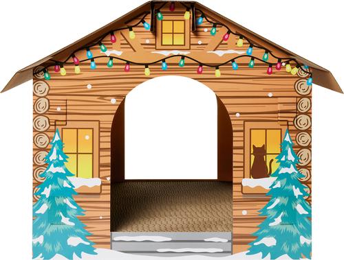 Show full view: Frisco Holiday Festive Cabin Cardboard Cat House with Silvervine & Catnip slide 3 of 9