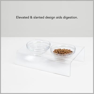 Show full view: Hiddin Clear Glass Slant Double Dog Bowl, 4-cup slide 4 of 6