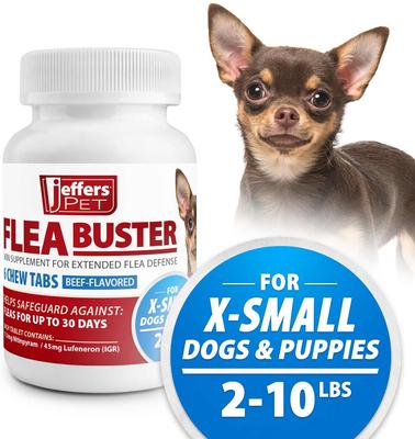 Show full view: Jeffers Flea Buster Beef Flavor Chewable Tablets for Dogs, 2 to 10 lbs, 6 count slide 2 of 2