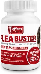 Jeffers Flea Buster Beef Flavor Chewable Tablets for Dogs, 26 to 45 lbs, 6 count