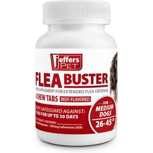 Jeffers Flea Buster Beef Flavor Chewable Tablets for Dogs, 26 to 45 lbs, 6 count