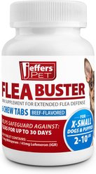 Jeffers Flea Buster Beef Flavor Chewable Tablets for Dogs, 2 to 10 lbs, 6 count