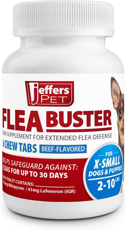 Jeffers Flea Buster Beef Flavor Chewable Tablets for Dogs, 26 to 45 lbs, 6 count