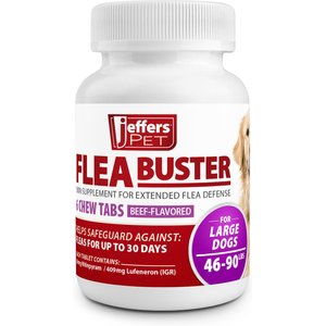 Jeffers Flea Buster Beef Flavor Chewable Tablets for Dogs, 46 to 90 lbs, 6 count