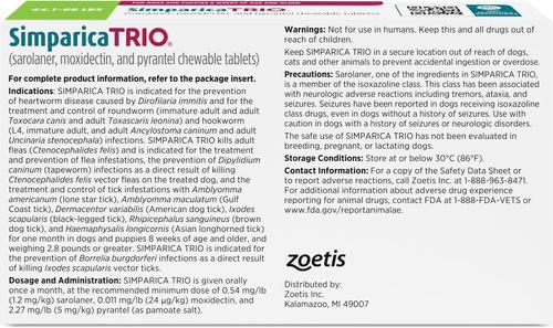 Show full view: Simparica Trio Chewable Tablet for Dogs, 44.1-88 lbs, (Green Box), 12 Chewable Tablets (12-mos. supply) slide 2 of 13