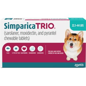 Simparica Trio Chewable Tablet for Dogs, 2.8-5.5 lbs, (Gold Box)
