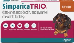 Simparica Trio Chewable Tablet for Dogs, 11.1-22.0 lbs, (Caramel Box), 1 Chewable Tablet (1-mo. supply)
