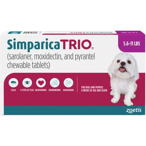 Simparica Trio Chewable Tablet for Dogs, 11.1-22.0 lbs, (Caramel Box)