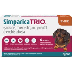 Simparica Trio Chewable Tablet for Dogs, 11.1-22.0 lbs, (Caramel Box), 6 Chewable Tablets (6-mos. supply)