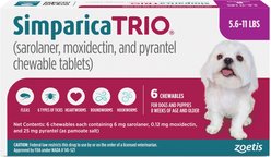 Simparica Trio Chewable Tablet for Dogs, 5.6-11.0 lbs, (Purple Box), 6 Chewable Tablets (6-mos. supply)