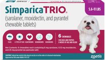 Simparica Trio Chewable Tablet for Dogs, 5.6-11.0 lbs, (Purple Box), 6 Chewable Tablets (6-mos. supply)