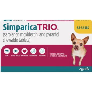 Simparica Trio Chewable Tablet for Dogs, 22.1-44.0 lbs, (Teal Box)