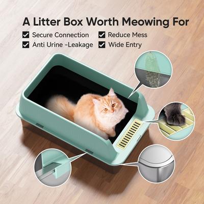Show full view: Der Vierbeiner Stainless Steel Cat Litter Box, Macaron Green, 23-in slide 7 of 8