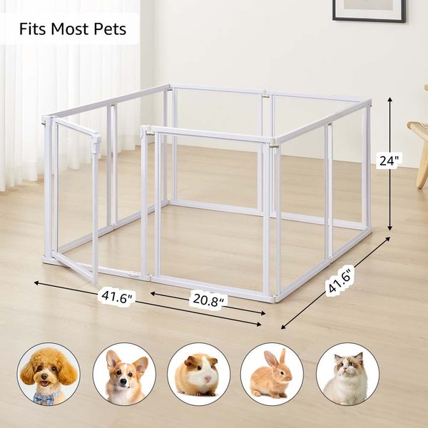 Show full view: Unipaws Clear Dog Gate & Playpen, White, 24-in, 8-panel slide 2 of 7