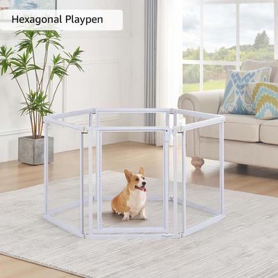Show full view: Unipaws Clear Dog Gate & Playpen, White, 24-in, 6-panel slide 3 of 7