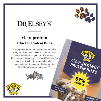 Show full view: Dr. Elsey's cleanprotein Protein Bites Chicken Crunchy Cat Treats, 6-oz bag slide 4 of 9