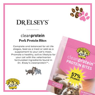 Show full view: Dr. Elsey's cleanprotein Protein Bites Pork Crunchy Cat Treats, 6-oz bag slide 4 of 8