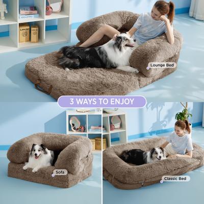 Show full view: Lesure Foldable Human Size Dog Bed, Camel, XX-Large slide 4 of 9
