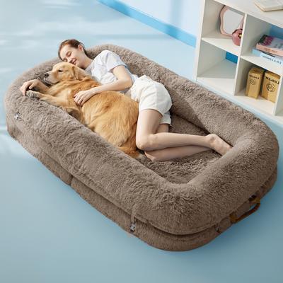 Show full view: Lesure Foldable Human Size Dog Bed, Camel, XX-Large slide 7 of 9
