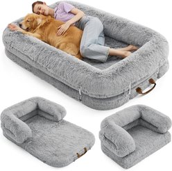 Lesure Foldable Human Size Dog Bed, Light Grey, XX-Large