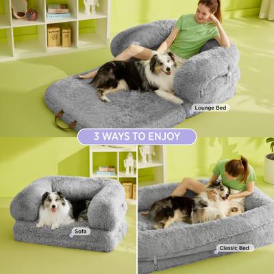 Show full view: Lesure Foldable Human Size Dog Bed, Light Grey, XX-Large slide 4 of 9