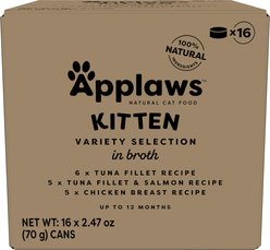 Applaws Limited Ingredient Kitten Variety Pack in Broth Wet Cat Food, 2.47-oz, case of 16